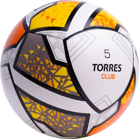 Мяч футб. TORRES Club, F323965, р.5, 10 пан., ПУ, гибрид. сшив, бел-оранж-желт за 2&nbsp;225.30 ₽ купить в Грозном