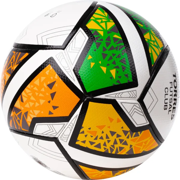 Мяч футзал. TORRES Futsal Club, FS323764, р.4, 10 пан. ПУ, 4 под. сл, гибрид. сш. бело-зел-оранж за 2&nbsp;264.40 ₽ в Грозном