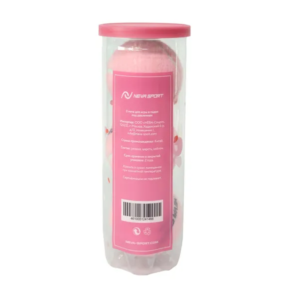 Мяч для падела NS Sakura, UAA2, уп.3 шт, сукно, нат.резина, розовый за 824.50 ₽ в Грозном