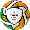 Мяч футзал. TORRES Futsal Club, FS323764, р.4, 10 пан. ПУ, 4 под. сл, гибрид. сш. бело-зел-оранж