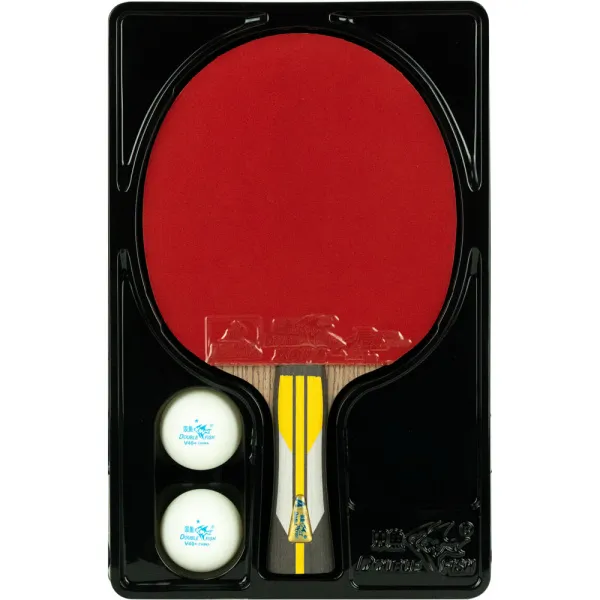 Ракетка для н/т DOUBLE FISH 6A+C, для подвин.,ITTF Appr.,накл. 2,1 мм, конич. ручка+ 2 мяча V40+мм за 3&nbsp;442.50 ₽ в Грозном